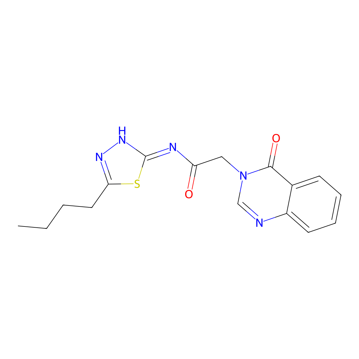 N-(5-butyl-1,3,4-thiadiazol-2-yl)-2-(4-oxoquinazolin-3(4H)-yl)acetamide molecular structure, CAS 823825-28-1