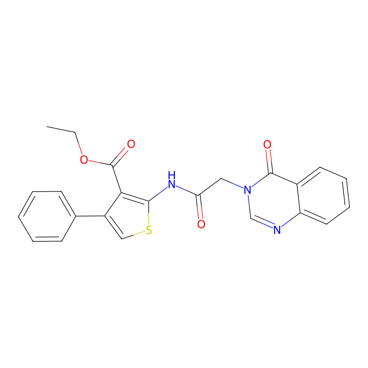 ethyl 2-{[(4-oxoquinazolin-3(4H)-yl)acetyl]amino}-4-phenylthiophene-3-carboxylate molecular structure, CAS 823825-30-5