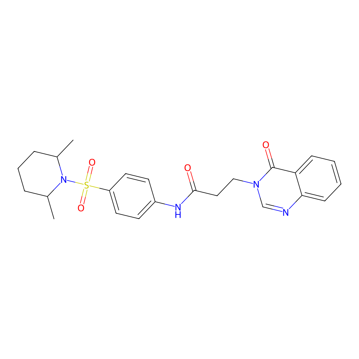 N-{4-[(2,6-dimethyl-1-piperidinyl)sulfonyl]phenyl}-3-(4-oxo-3(4H)-quinazolinyl)propanamide molecular structure, CAS 823825-35-0