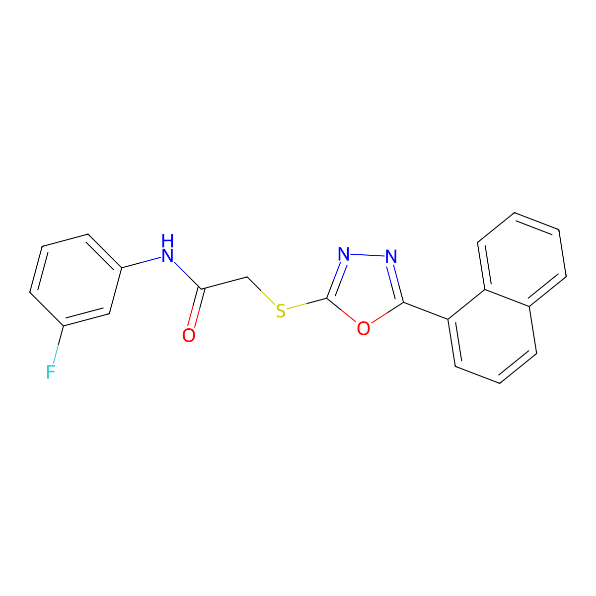 N-(3-fluorophenyl)-2-[(5-naphthalen-1-yl-1,3,4-oxadiazol-2-yl)sulfanyl]acetamide molecular structure, CAS 823825-61-2
