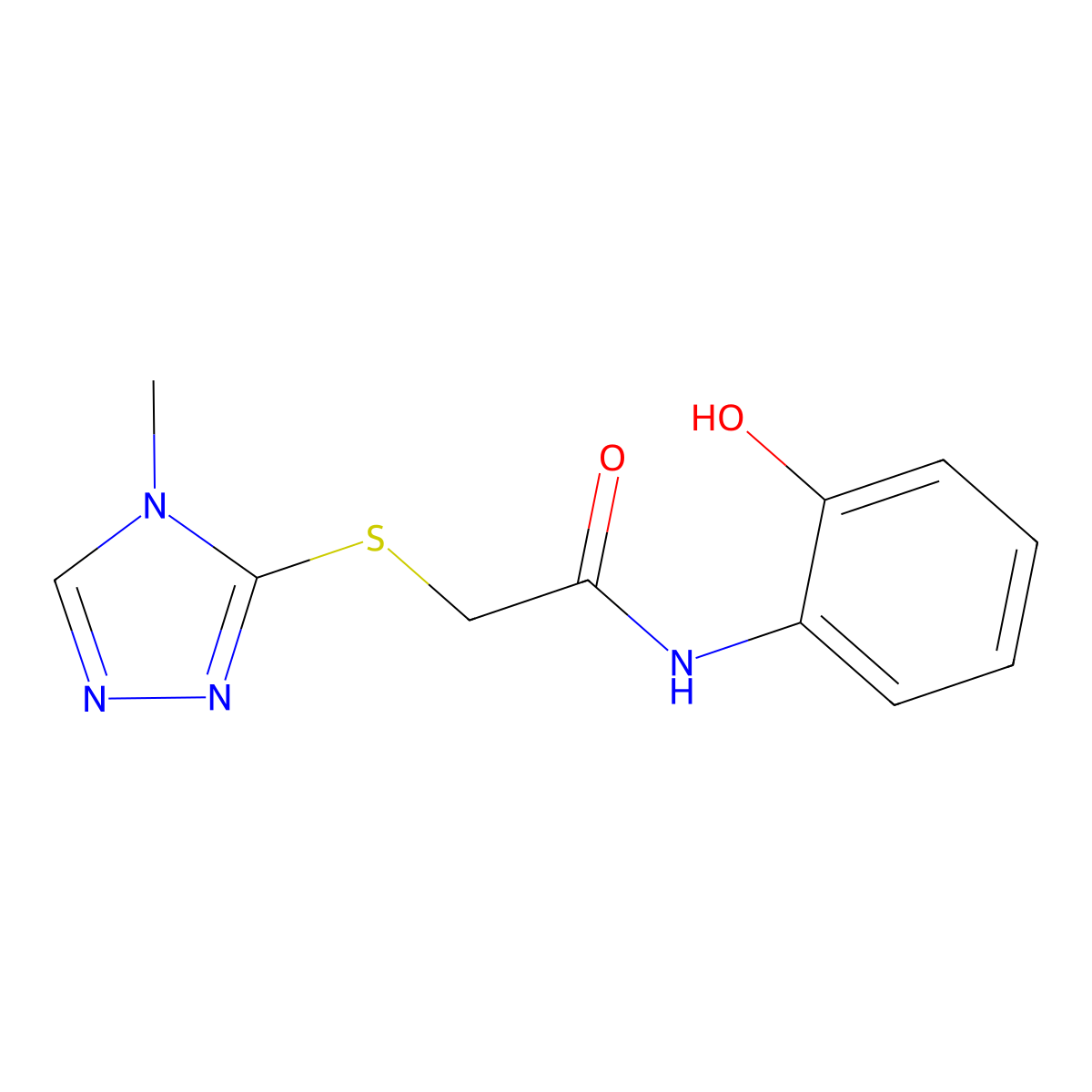 N-(2-hydroxyphenyl)-2-[(4-methyl-1,2,4-triazol-3-yl)sulfanyl]acetamide molecular structure, CAS 823825-65-6