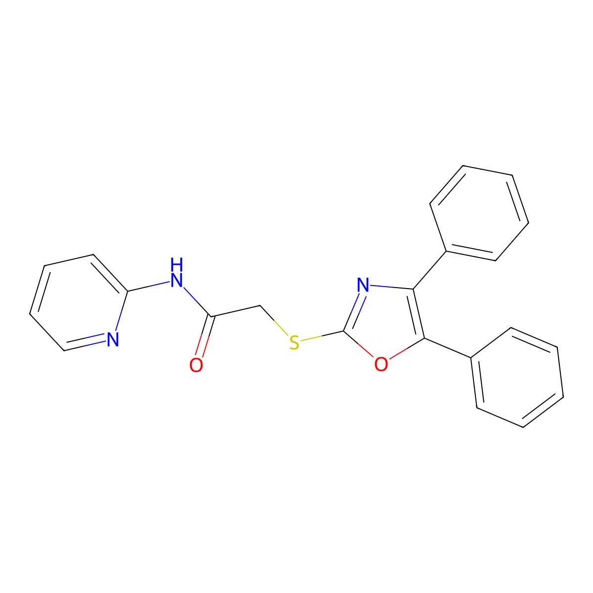 2-[(4,5-diphenyl-1,3-oxazol-2-yl)sulfanyl]-N-pyridin-2-ylacetamide molecular structure, CAS 823825-66-7