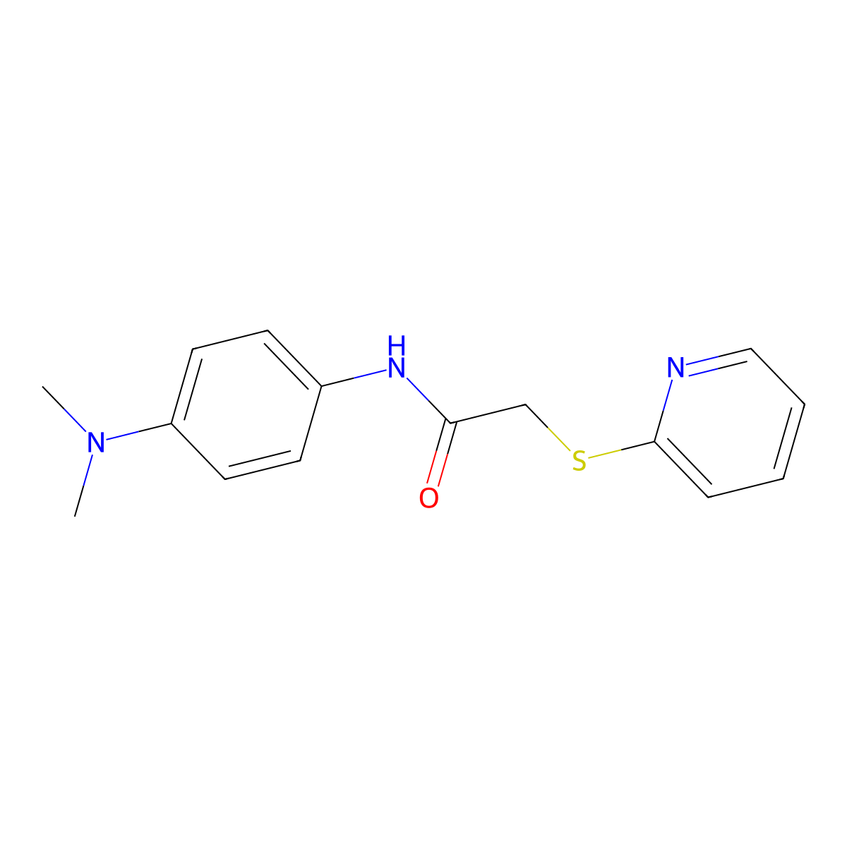 N-[4-(dimethylamino)phenyl]-2-(pyridin-2-ylsulfanyl)acetamide molecular structure, CAS 823825-68-9