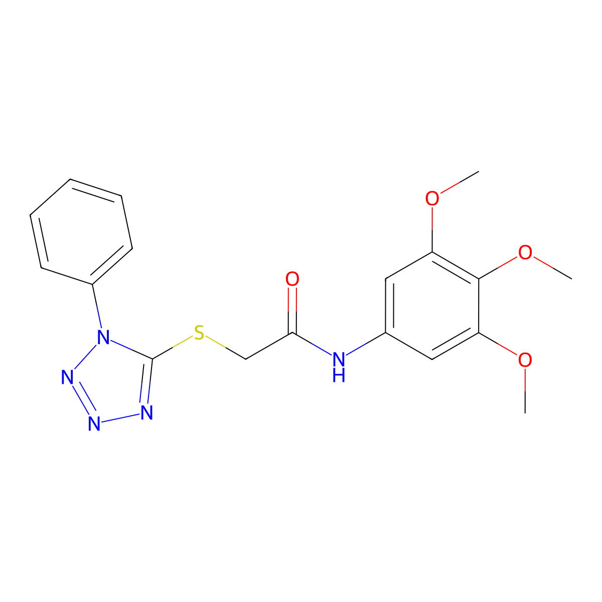 2-(1-phenyltetrazol-5-yl)sulfanyl-N-(3,4,5-trimethoxyphenyl)acetamide molecular structure, CAS 823825-79-2