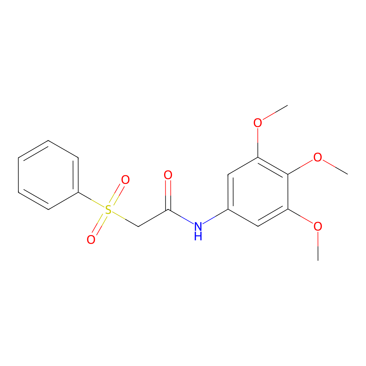 2-(phenylsulfonyl)-N-(3,4,5-trimethoxyphenyl)acetamide molecular structure, CAS 823825-84-9