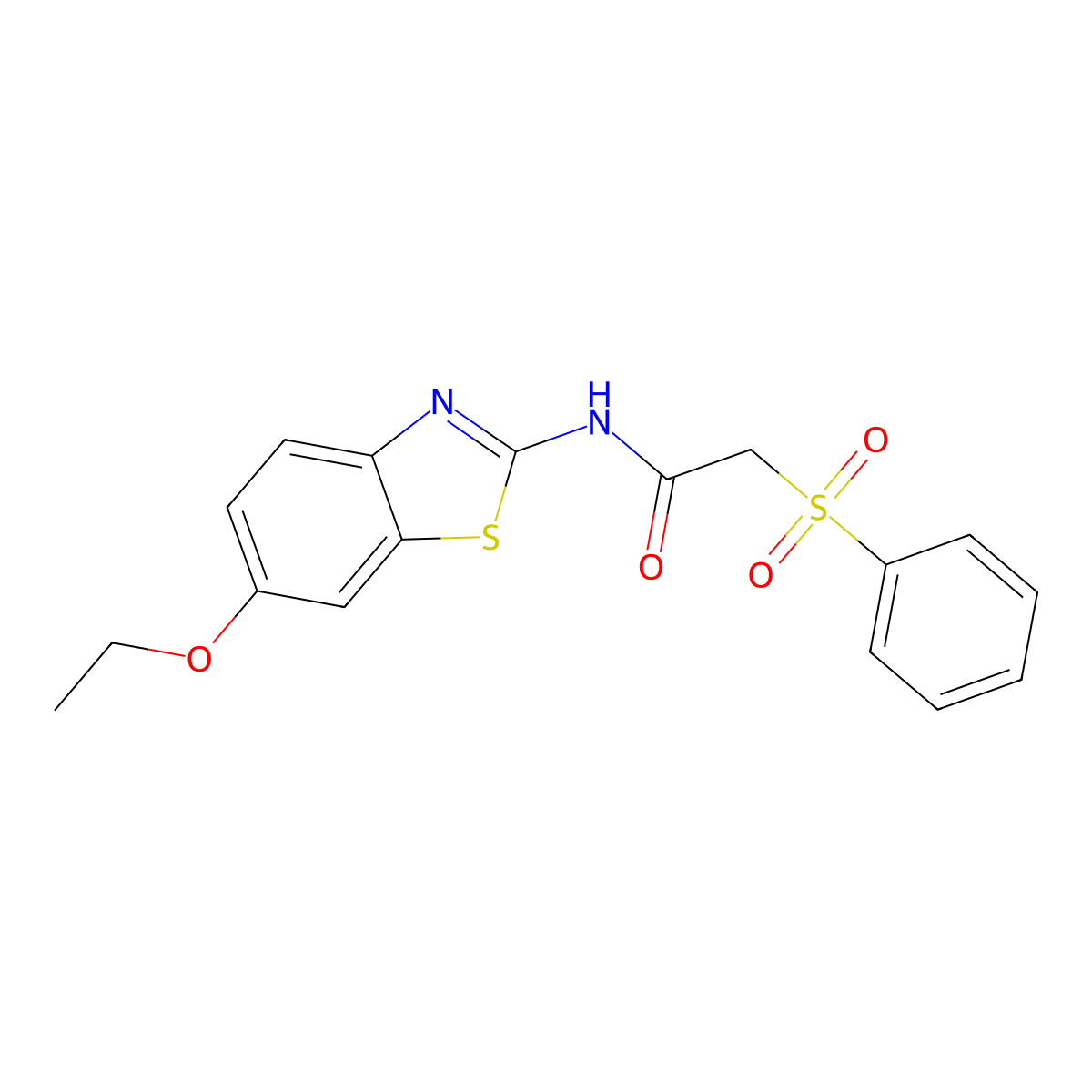 N-(6-ethoxy-1,3-benzothiazol-2-yl)-2-(phenylsulfonyl)acetamide molecular structure, CAS 823825-88-3
