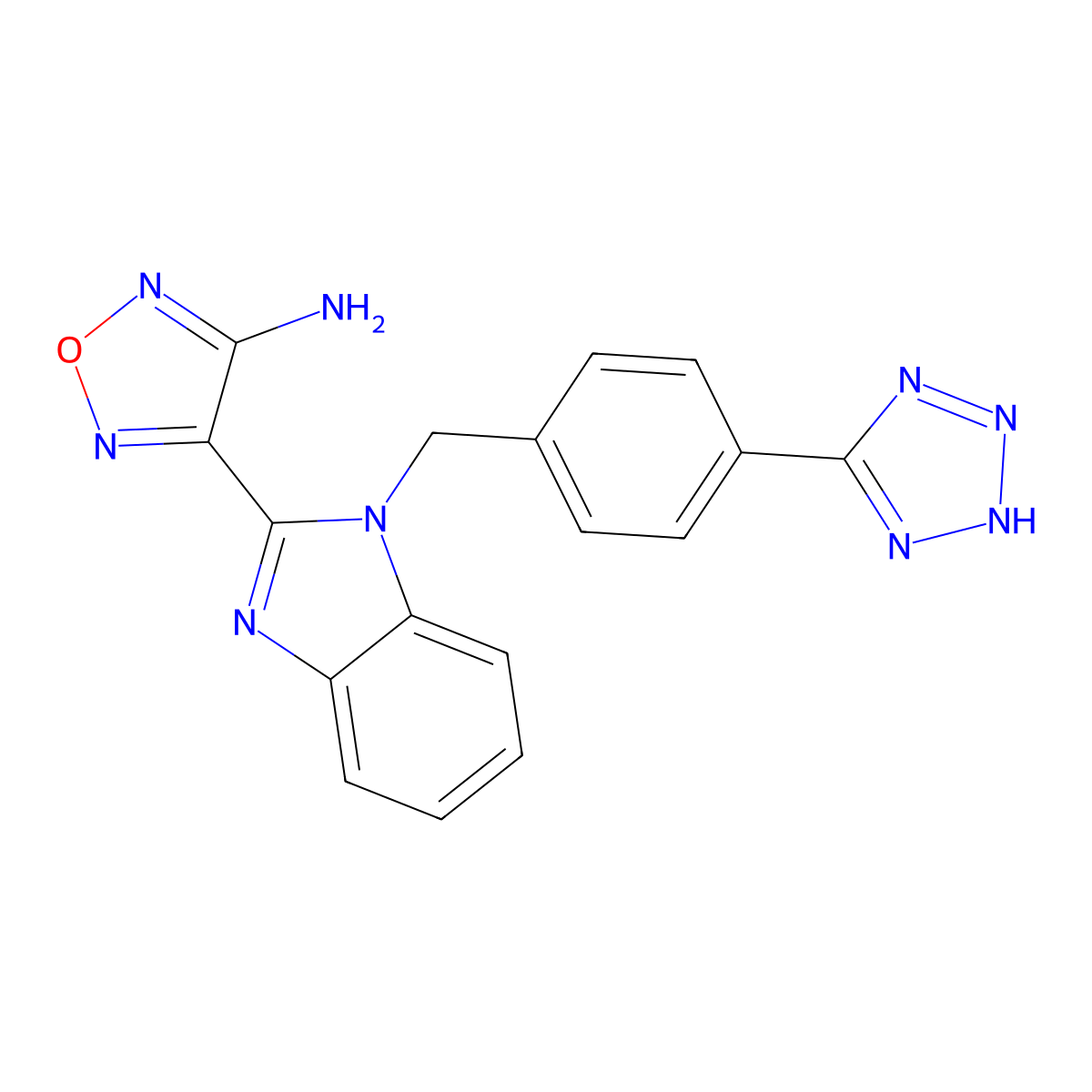 4-[1-[[4-(2H-tetrazol-5-yl)phenyl]methyl]benzimidazol-2-yl]-1,2,5-oxadiazol-3-amine molecular structure, CAS 823826-18-2
