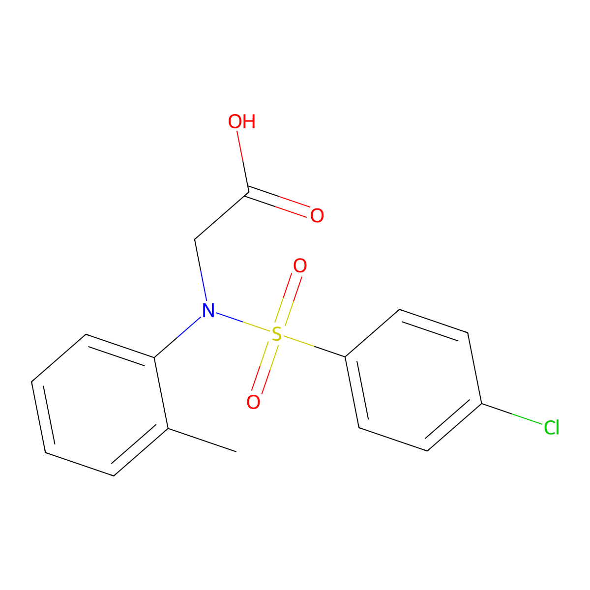 N-[(4-chlorophenyl)sulfonyl]-N-(2-methylphenyl)glycine molecular structure, CAS 823827-17-4
