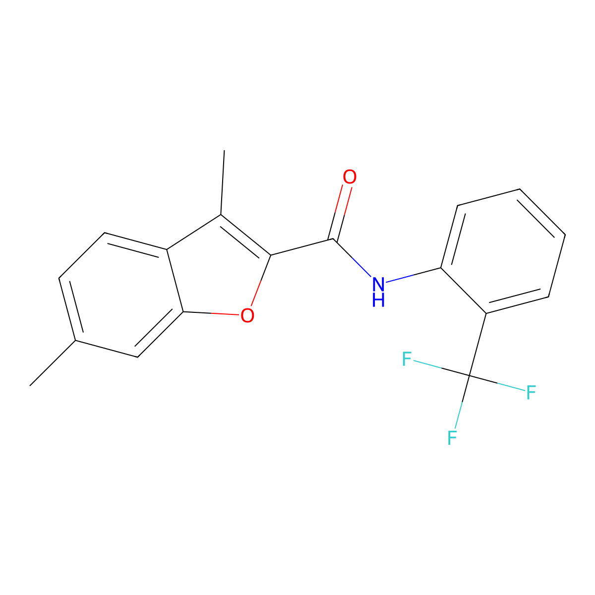 3,6-dimethyl-N-[2-(trifluoromethyl)phenyl]-1-benzofuran-2-carboxamide molecular structure, CAS 823827-29-8