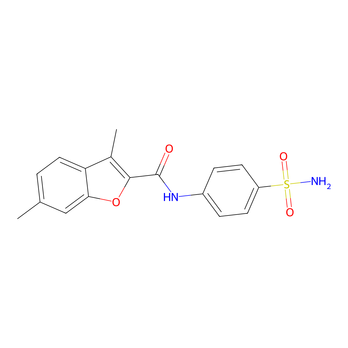 3,6-dimethyl-N-(4-sulfamoylphenyl)-1-benzofuran-2-carboxamide molecular structure, CAS 823827-30-1
