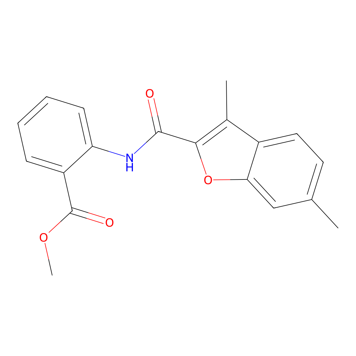 Methyl 2-{[(3,6-dimethyl-1-benzofuran-2-yl)carbonyl]amino}benzoate molecular structure, CAS 823827-32-3