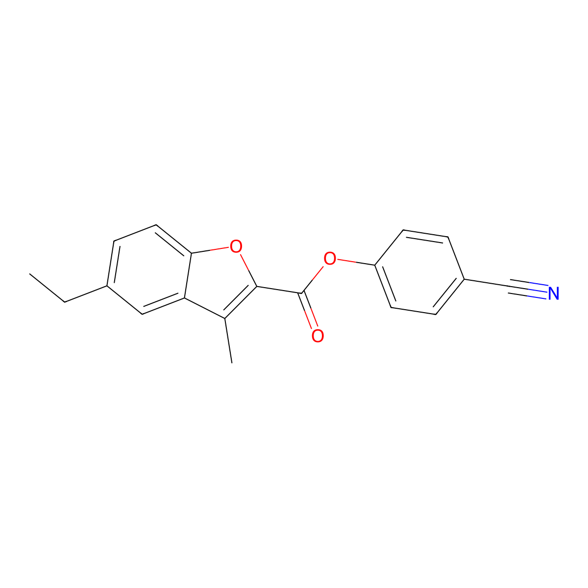 4-Cyanophenyl 5-ethyl-3-methyl-1-benzofuran-2-carboxylate molecular structure, CAS 823827-36-7