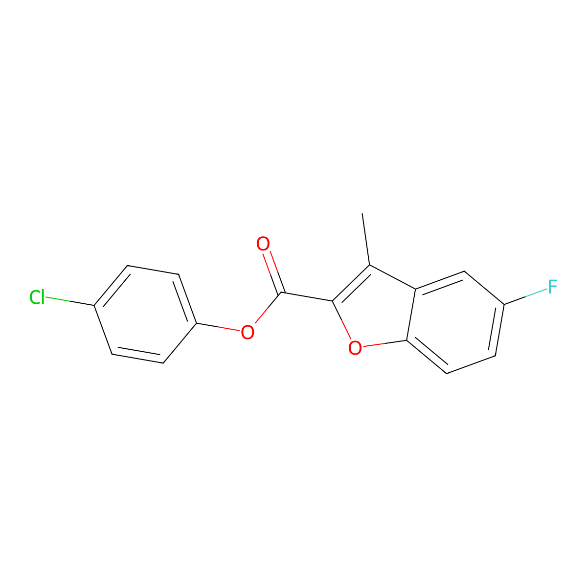 4-Chlorophenyl 5-fluoro-3-methyl-1-benzofuran-2-carboxylate molecular structure, CAS 823827-39-0