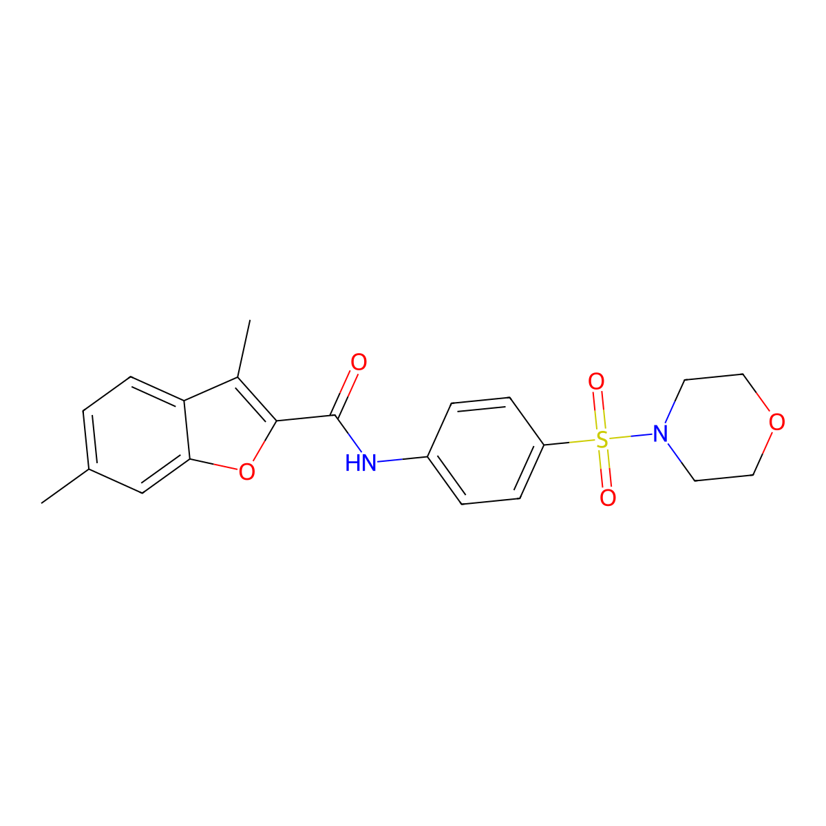3,6-dimethyl-N-[4-(morpholin-4-ylsulfonyl)phenyl]-1-benzofuran-2-carboxamide molecular structure, CAS 823827-49-2
