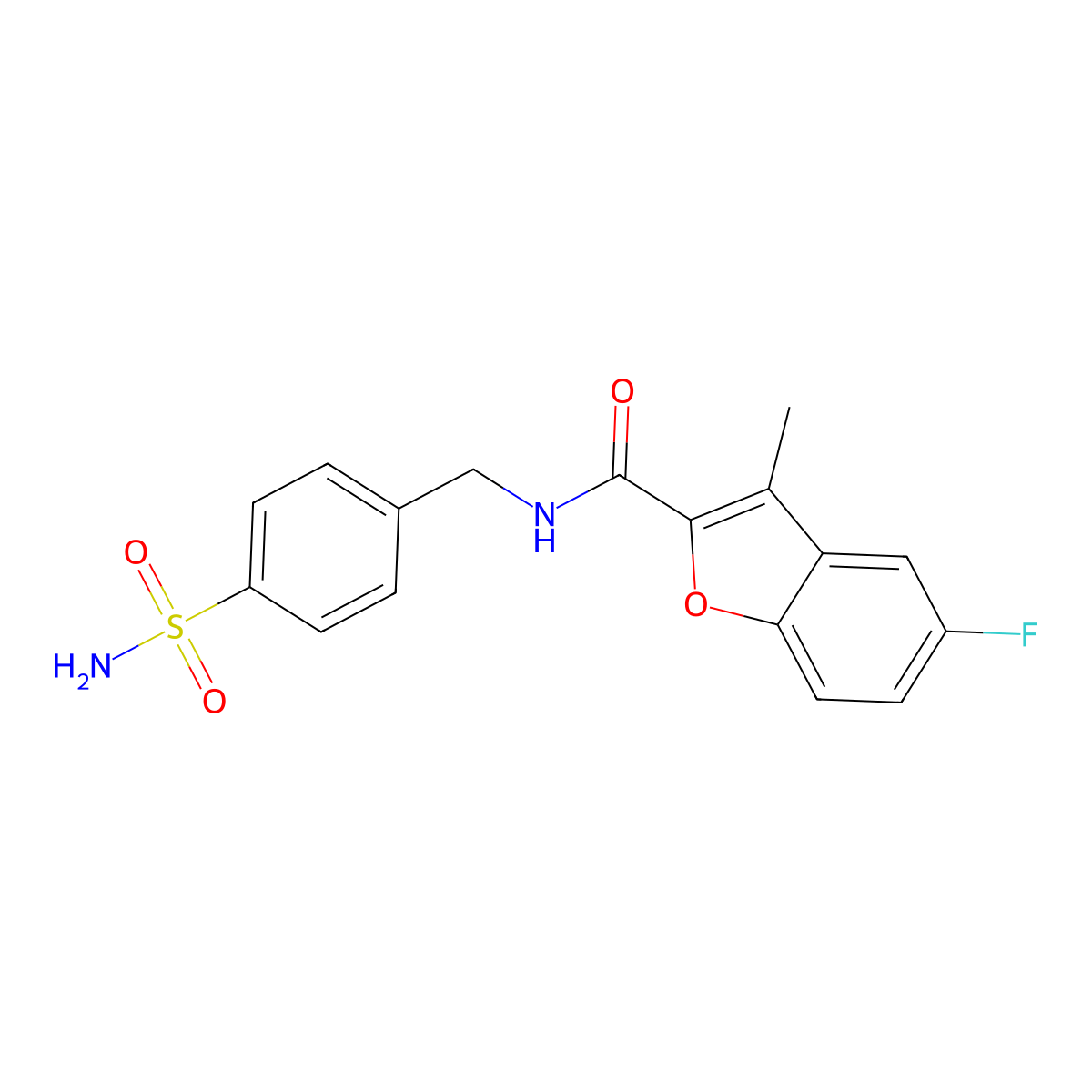 5-fluoro-3-methyl-N-[(4-sulfamoylphenyl)methyl]-1-benzofuran-2-carboxamide molecular structure, CAS 823827-60-7