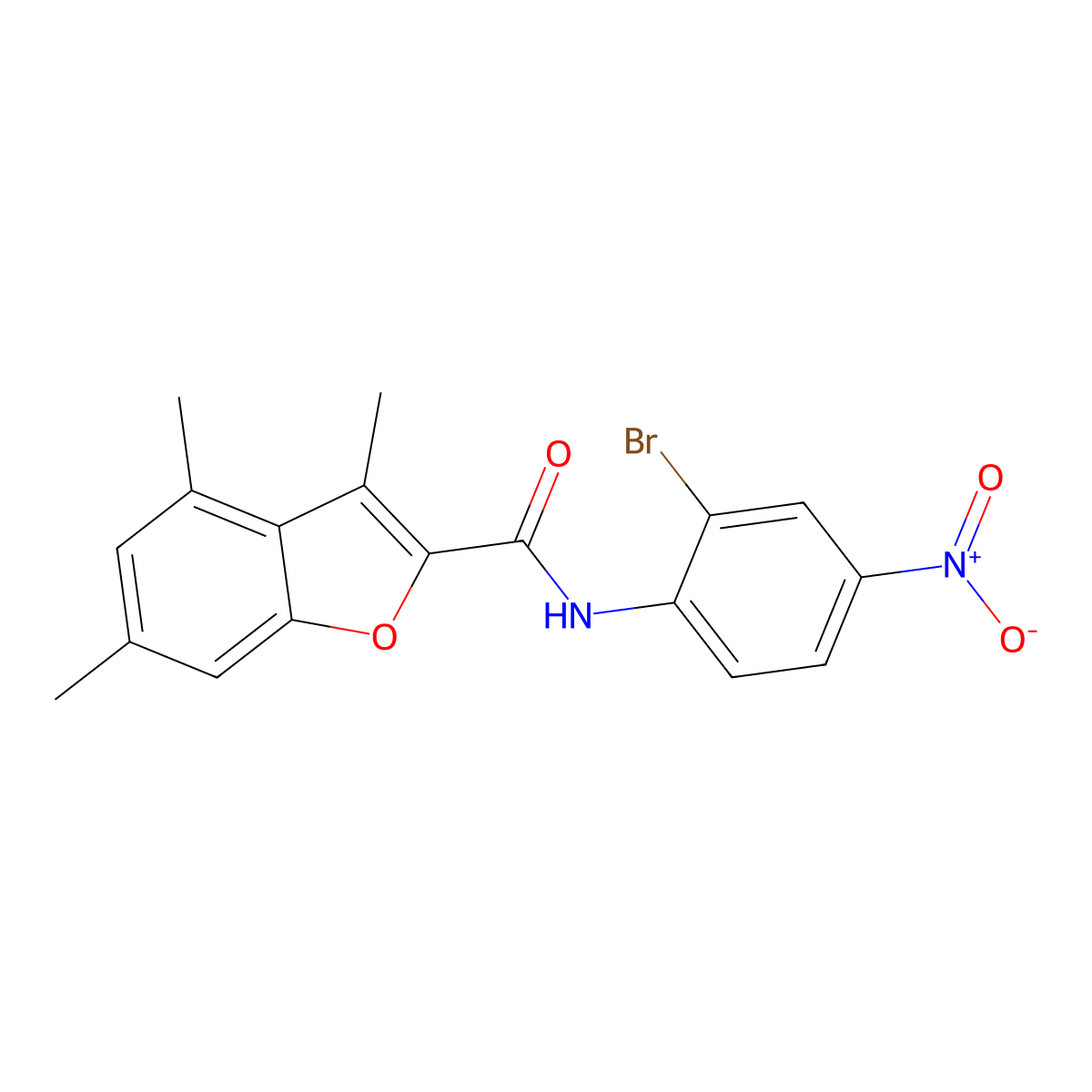 N-(2-bromo-4-nitrophenyl)-3,4,6-trimethyl-1-benzofuran-2-carboxamide molecular structure, CAS 823827-61-8