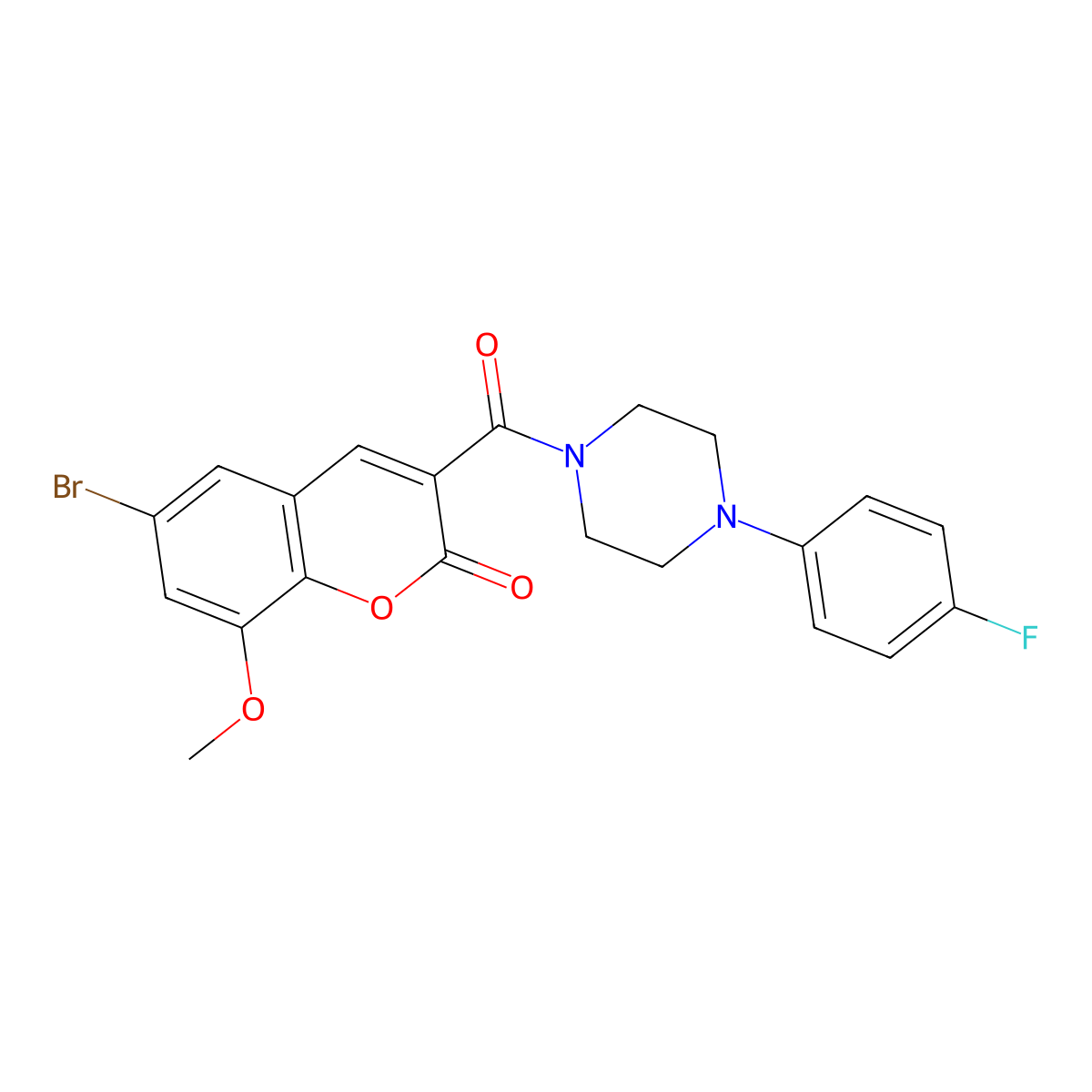 6-Bromo-3-{[4-(4-fluorophenyl)piperazinyl]carbonyl}-8-methoxychromen-2-one molecular structure, CAS 823827-70-9