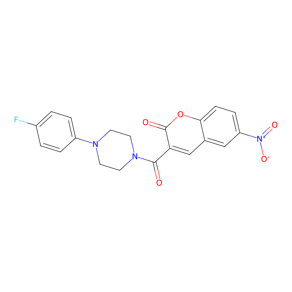 3-[4-(4-fluorophenyl)piperazine-1-carbonyl]-6-nitro-2H-chromen-2-one molecular structure, CAS 823827-71-0