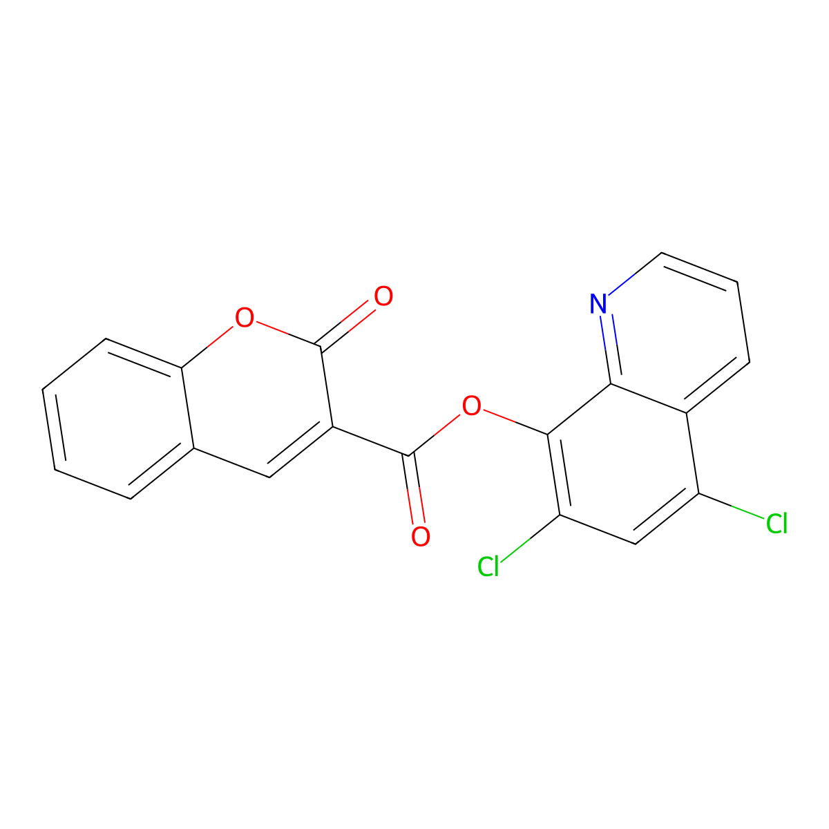 (5,7-Dichloroquinolin-8-yl) 2-oxochromene-3-carboxylate molecular structure, CAS 823827-75-4