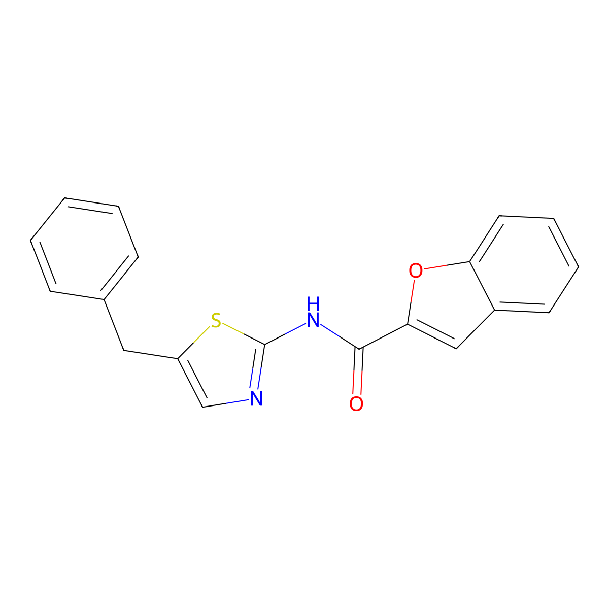 N-(5-benzyl-1,3-thiazol-2-yl)-1-benzofuran-2-carboxamide molecular structure, CAS 823827-78-7