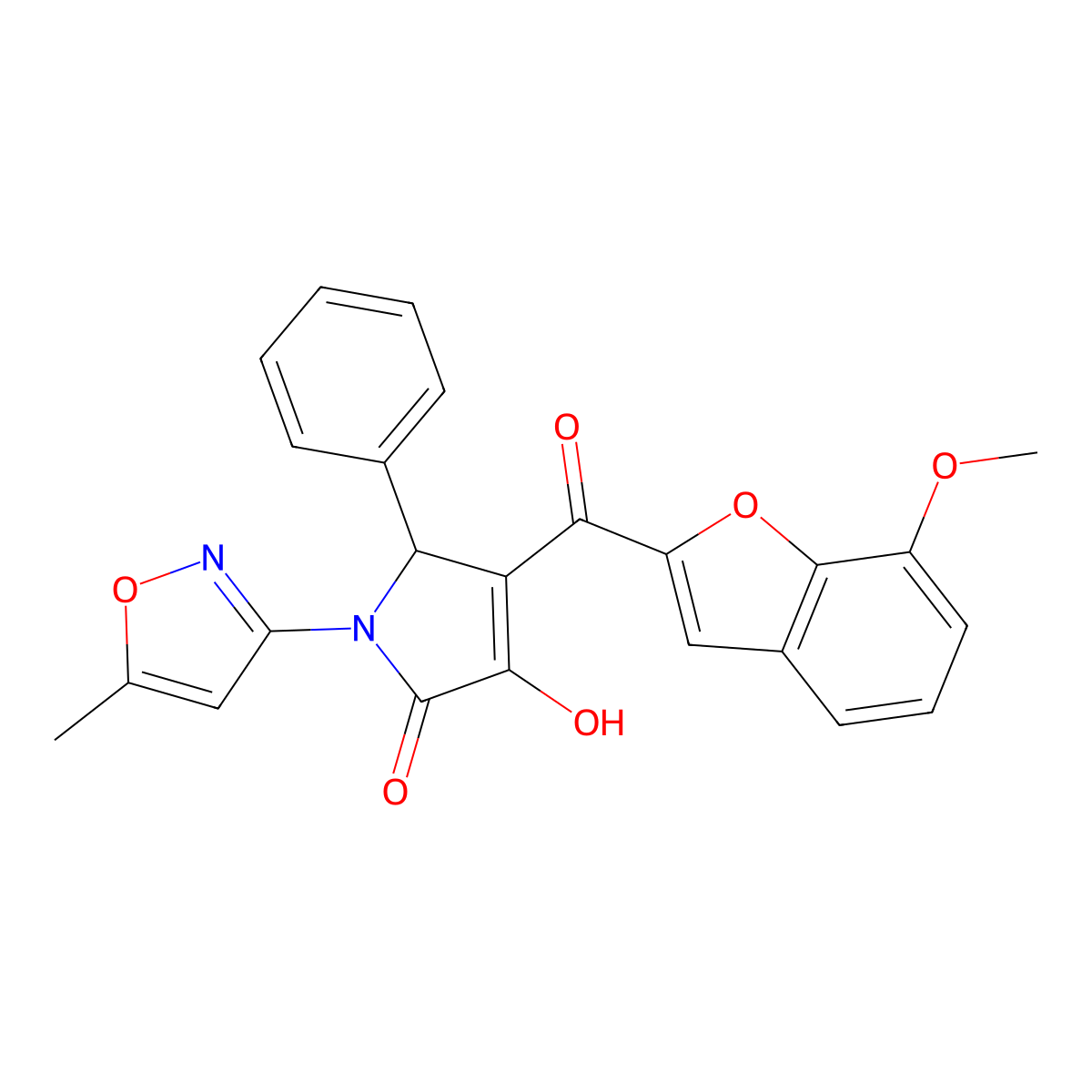 3-hydroxy-4-(7-methoxybenzofuran-2-carbonyl)-1-(5-methylisoxazol-3-yl)-5-phenyl-1H-pyrrol-2(5H)-one molecular structure, CAS 823828-01-9