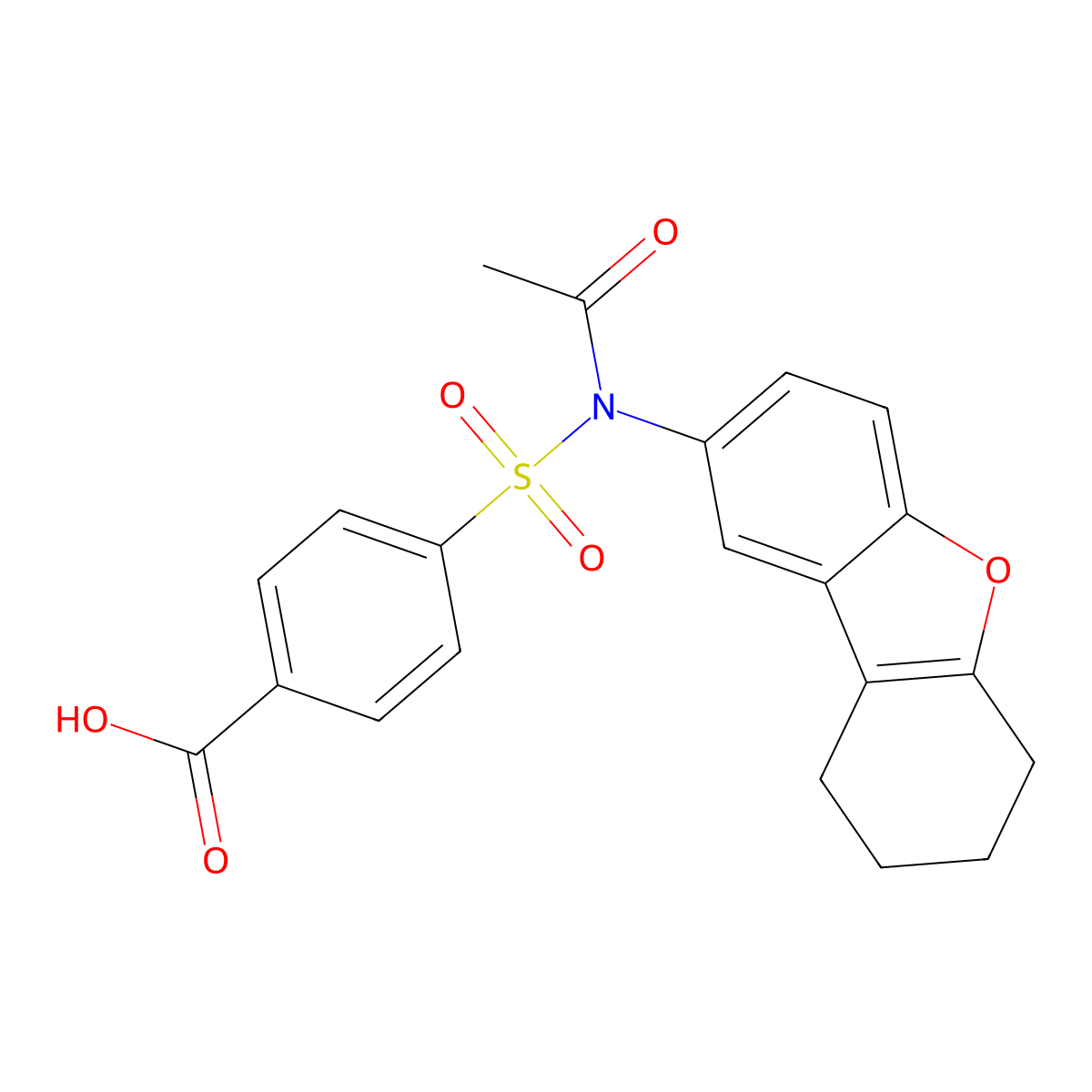 4-[Acetyl(6,7,8,9-tetrahydrodibenzofuran-2-yl)sulfamoyl]benzoic acid molecular structure, CAS 823828-19-9