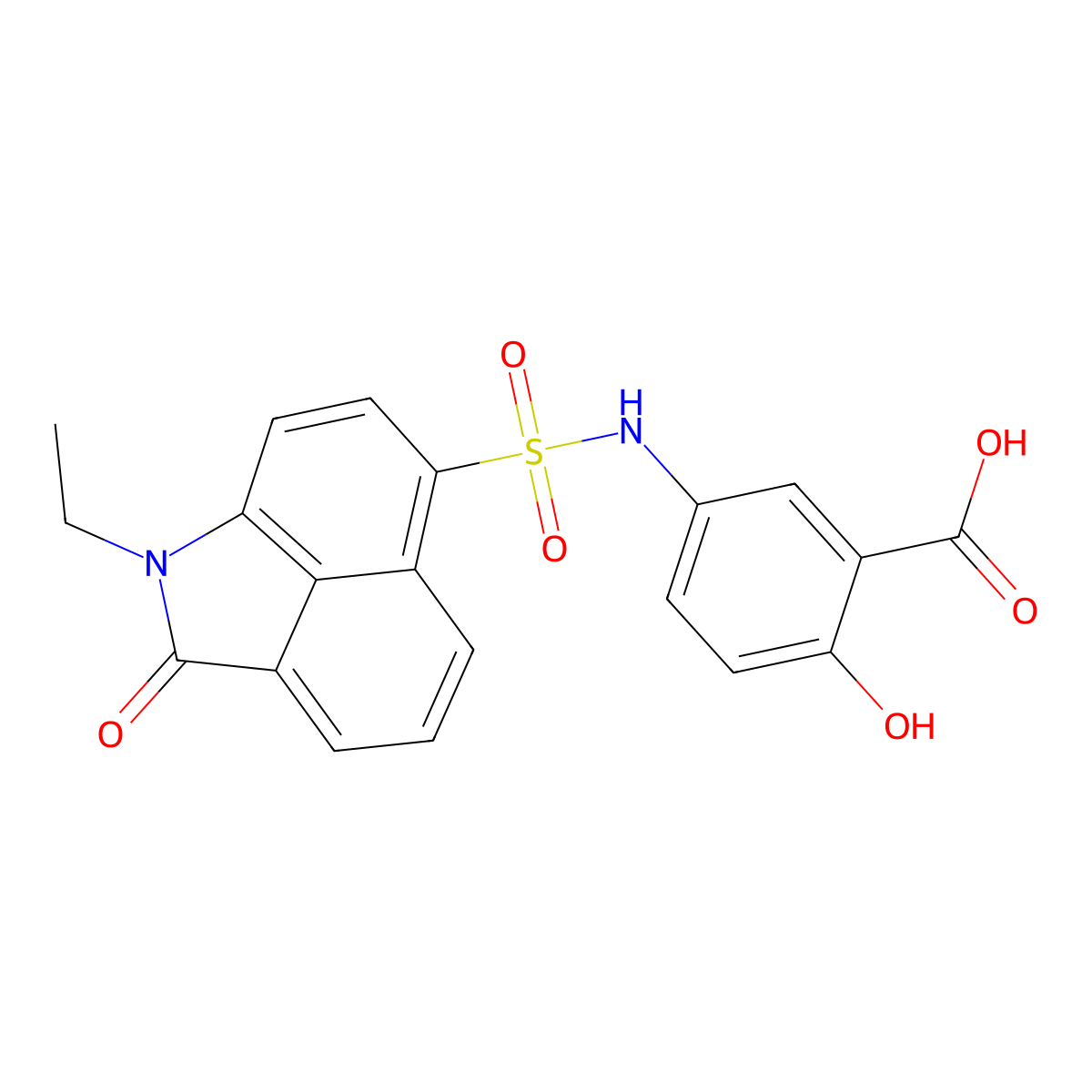 5-{[(1-Ethyl-2-oxo-1,2-dihydrobenzo[cd]indol-6-yl)sulfonyl]amino}-2-hydroxybenzoic acid molecular structure, CAS 823828-23-5