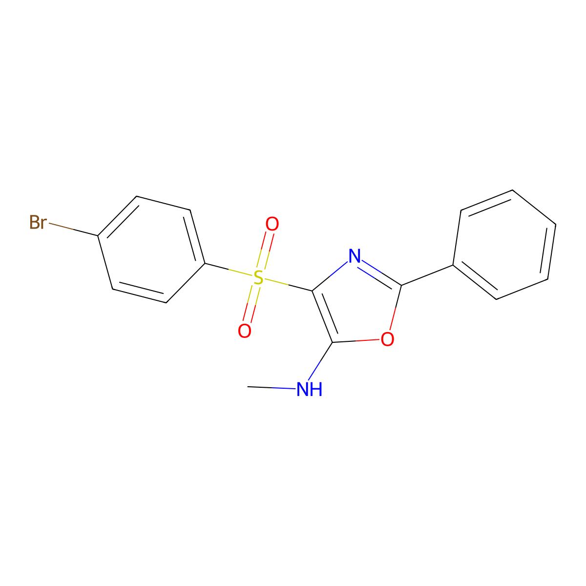 4-((4-bromophenyl)sulfonyl)-N-methyl-2-phenyloxazol-5-amine molecular structure, CAS 823828-25-7