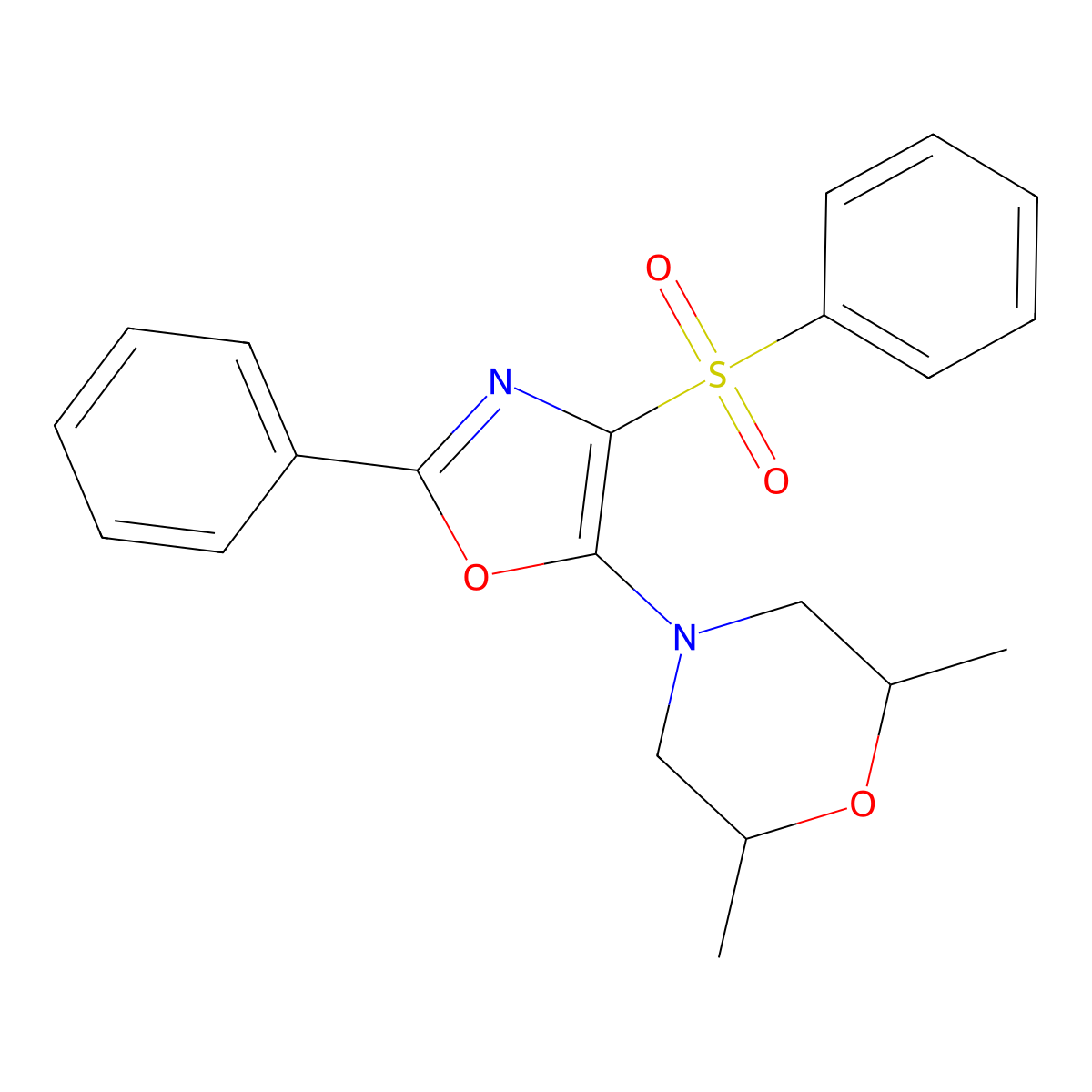 4-[4-(Benzenesulfonyl)-2-phenyl-1,3-oxazol-5-yl]-2,6-dimethylmorpholine molecular structure, CAS 823828-39-3