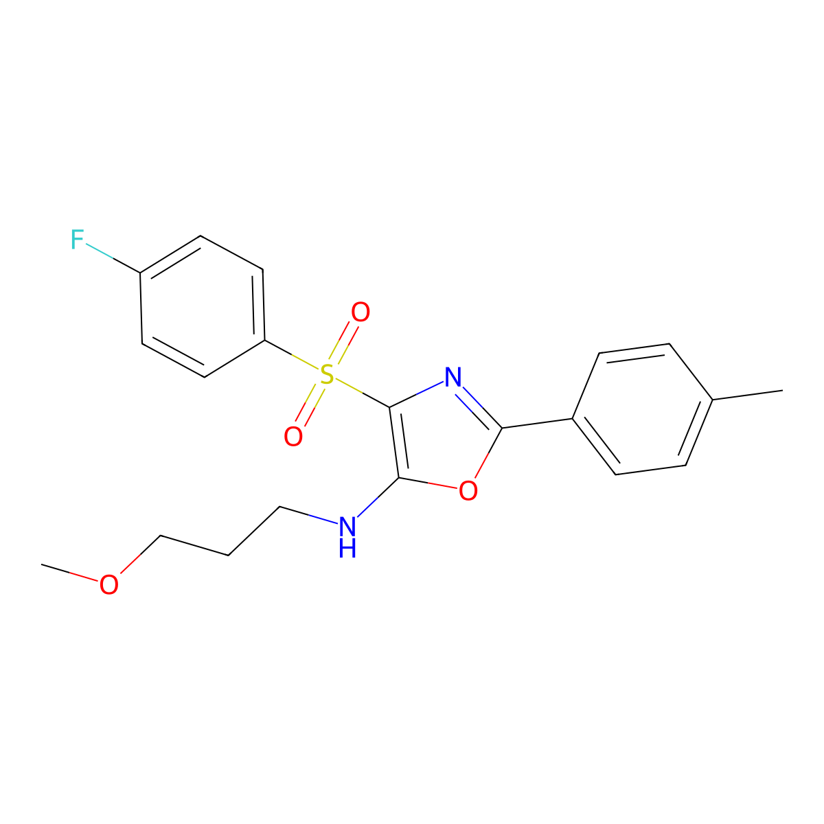 4-(4-Fluorobenzenesulfonyl)-N-(3-methoxypropyl)-2-(4-methylphenyl)-1,3-oxazol-5-amine molecular structure, CAS 823828-46-2
