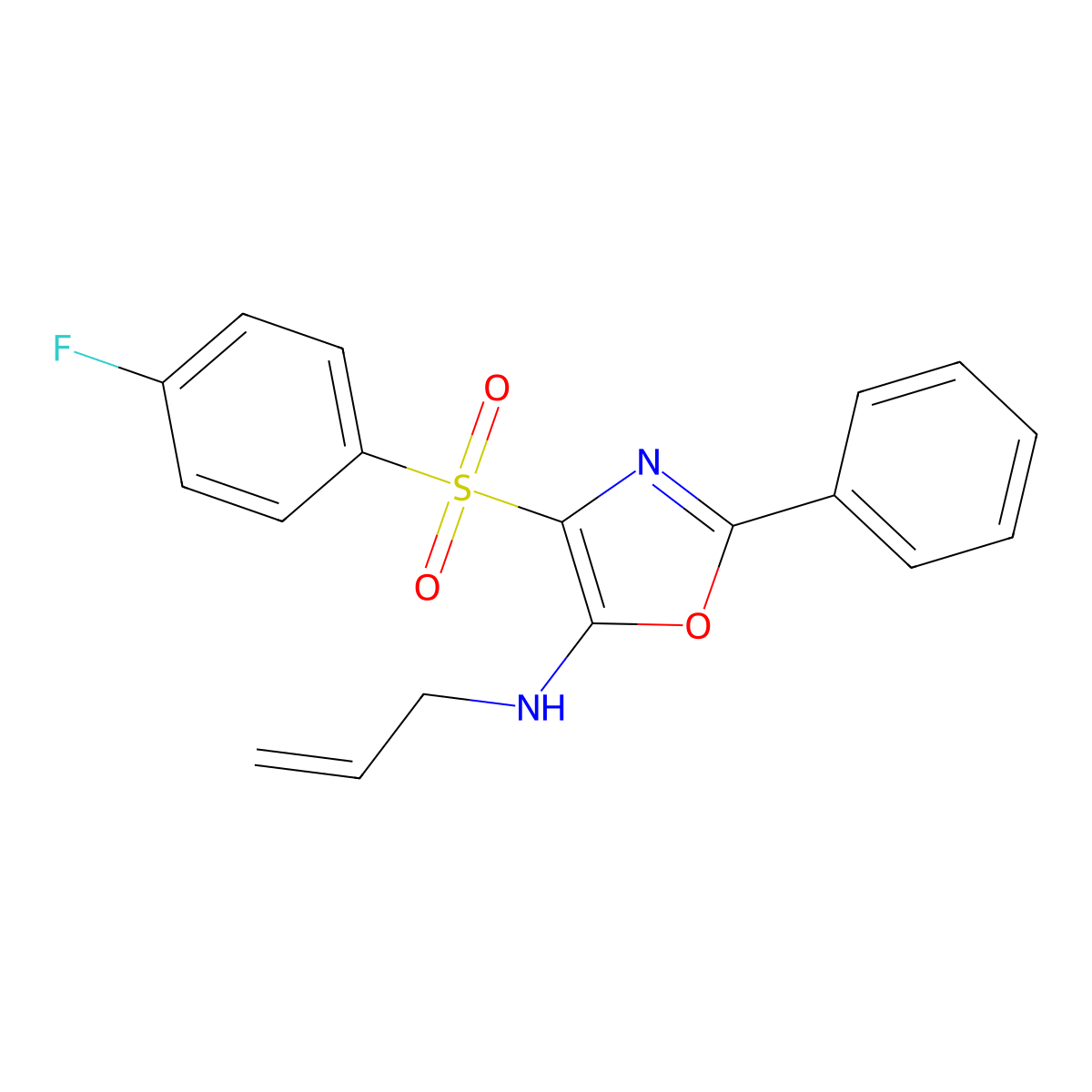 N-allyl-4-((4-fluorophenyl)sulfonyl)-2-phenyloxazol-5-amine molecular structure, CAS 823828-59-7