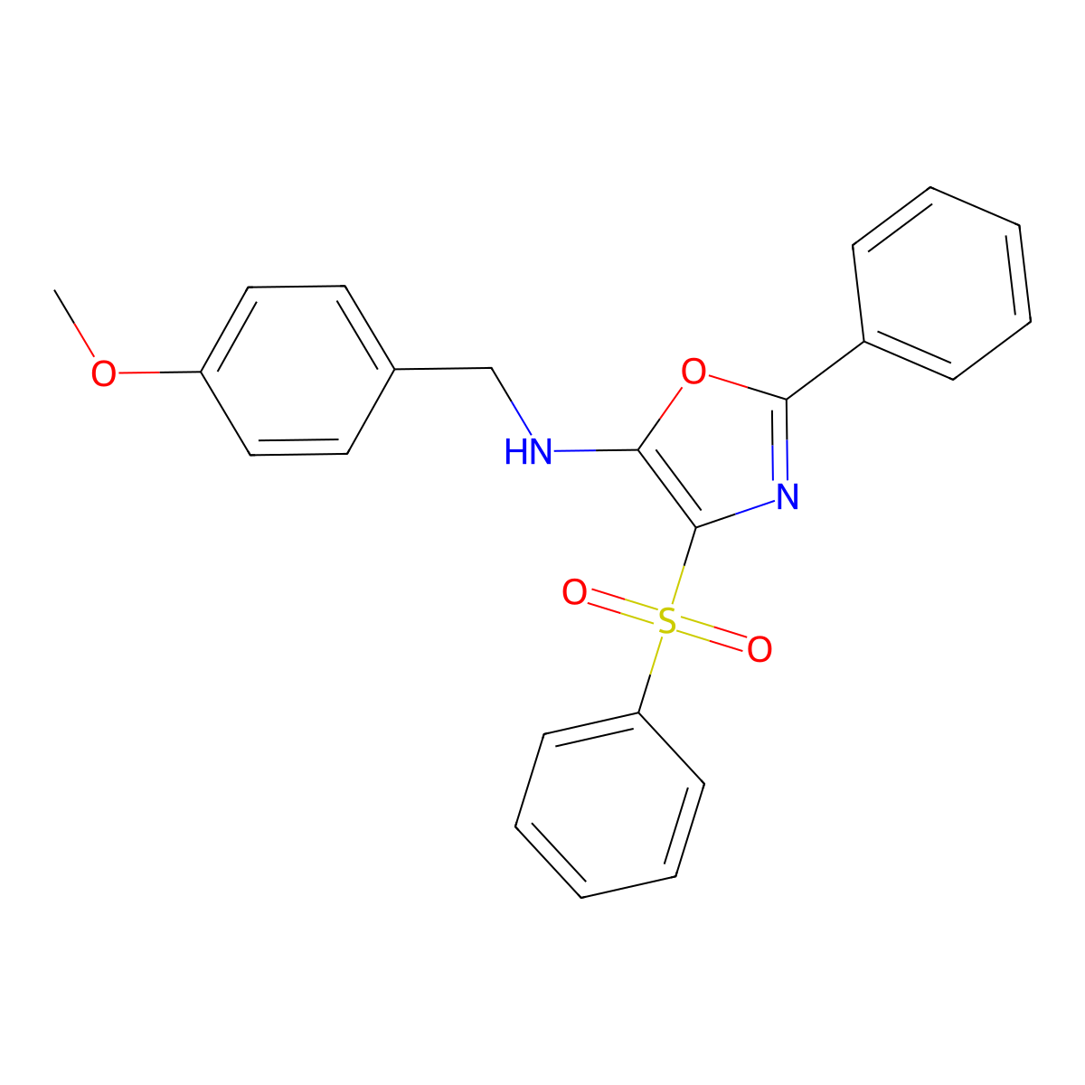 4-(benzenesulfonyl)-N-[(4-methoxyphenyl)methyl]-2-phenyl-1,3-oxazol-5-amine molecular structure, CAS 823828-70-2