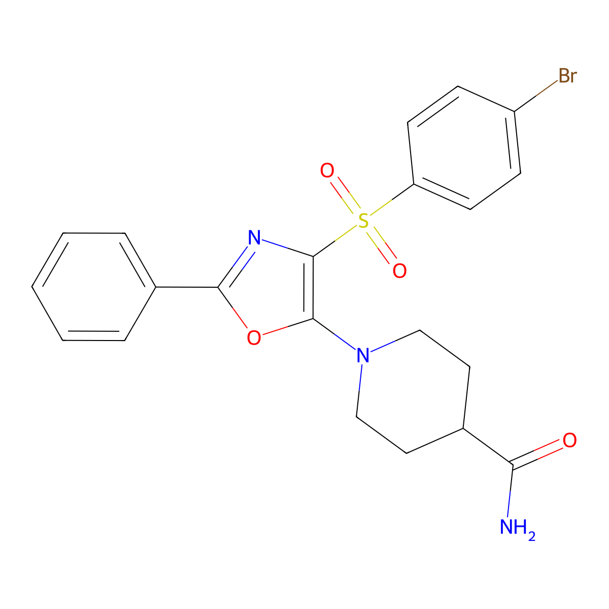 1-(4-((4-Bromophenyl)sulfonyl)-2-phenyloxazol-5-yl)piperidine-4-carboxamide molecular structure, CAS 823829-03-4