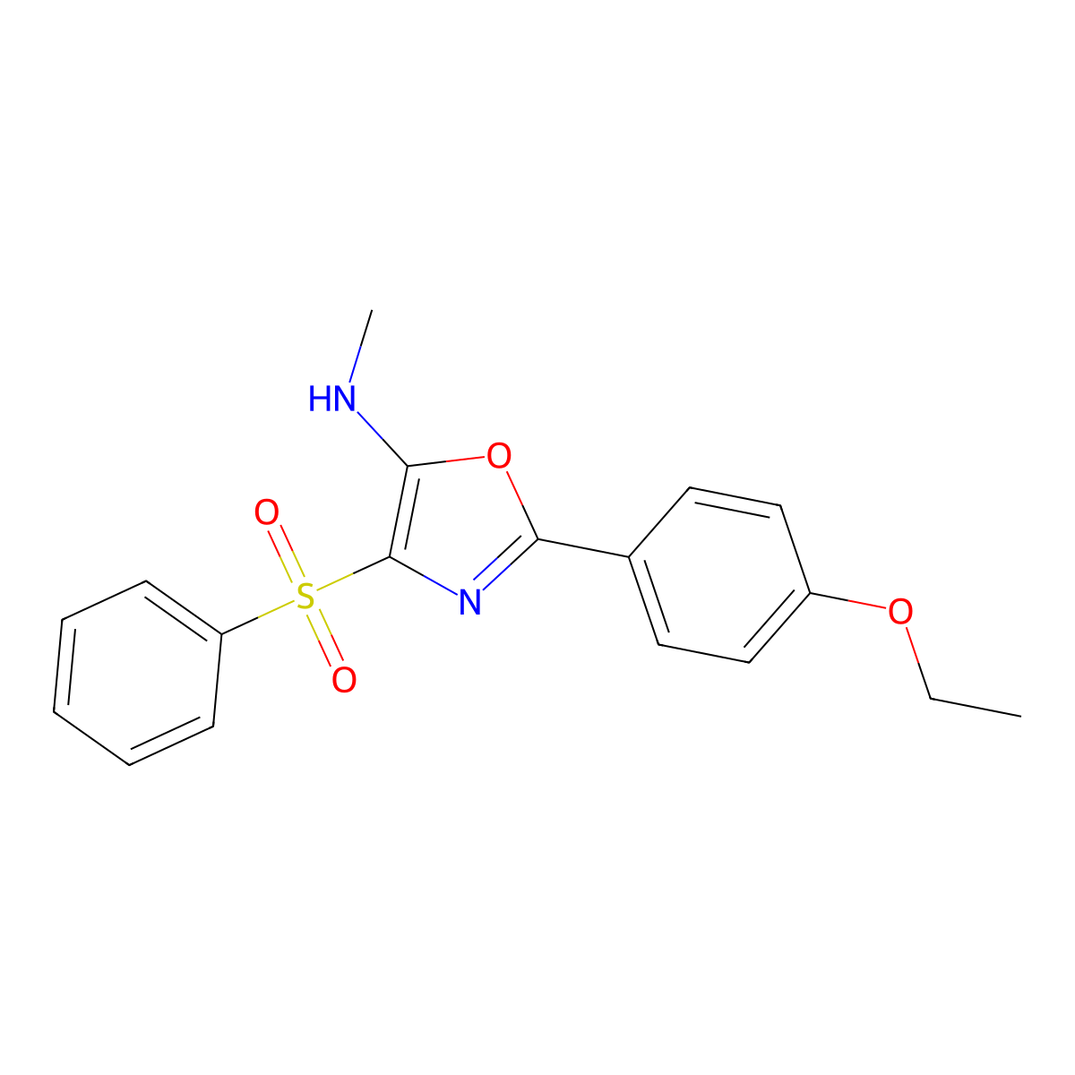 4-(benzenesulfonyl)-2-(4-ethoxyphenyl)-N-methyl-1,3-oxazol-5-amine molecular structure, CAS 823829-05-6
