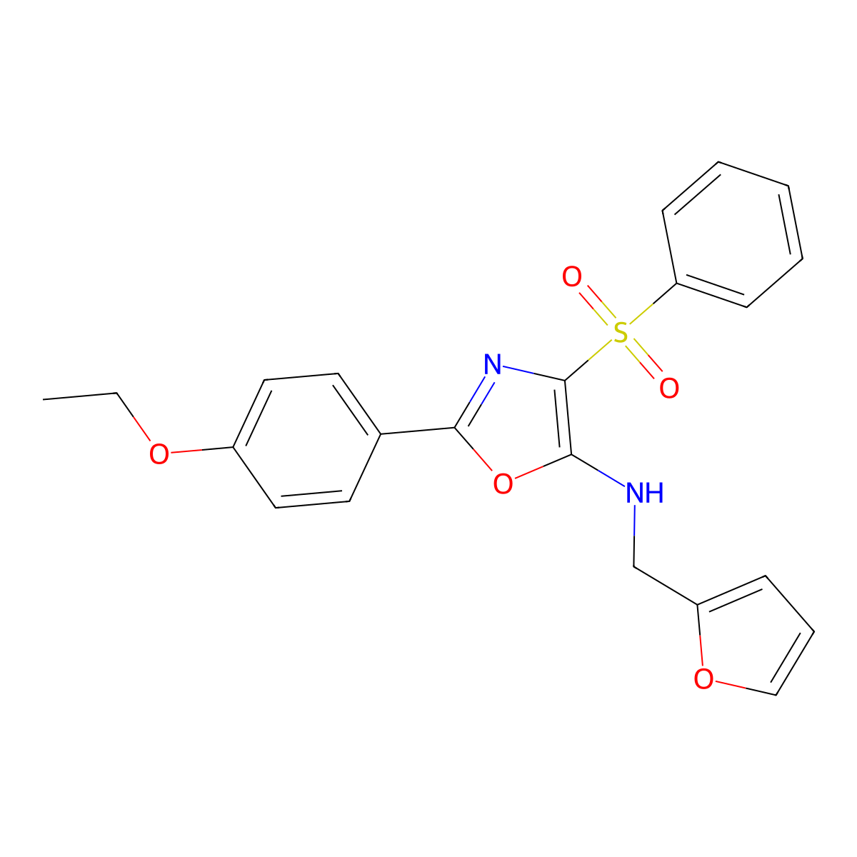 2-(4-ethoxyphenyl)-N-(furan-2-ylmethyl)-4-(phenylsulfonyl)oxazol-5-amine molecular structure, CAS 823829-07-8