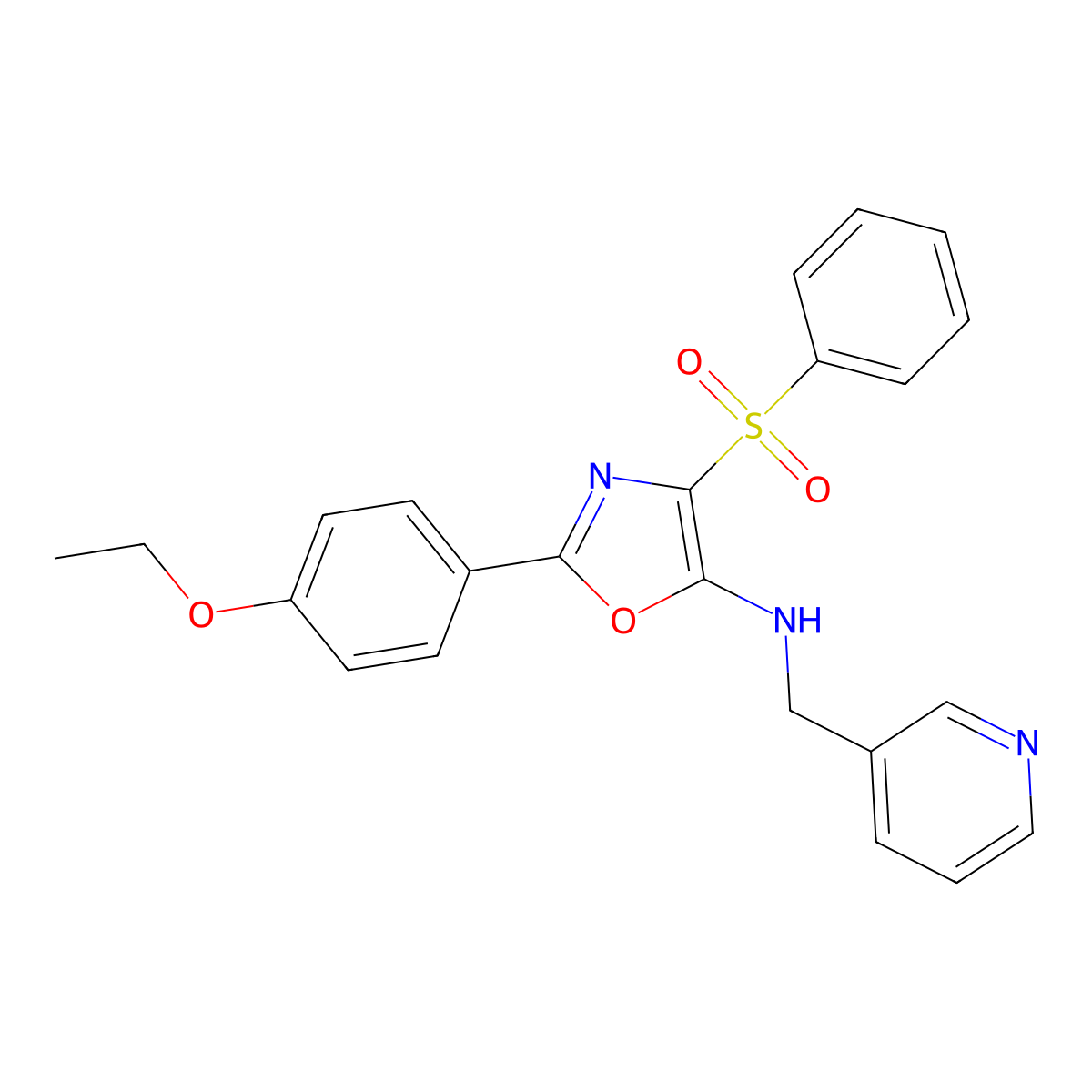 2-(4-ethoxyphenyl)-4-(phenylsulfonyl)-N-(3-pyridinylmethyl)-1,3-oxazol-5-amine molecular structure, CAS 823829-08-9