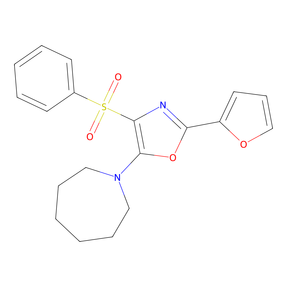 1-[2-(2-Furyl)-4-(phenylsulfonyl)-1,3-oxazol-5-yl]azepane molecular structure, CAS 823829-30-7