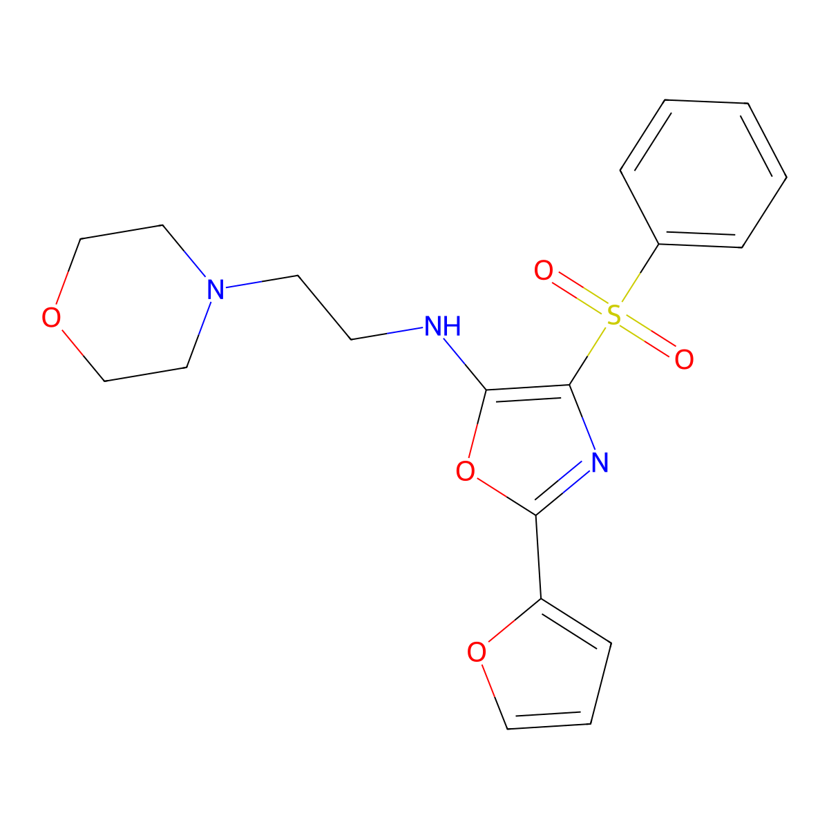 2-(2-Furyl)-5-[(2-morpholin-4-ylethyl)amino]-4-(phenylsulfonyl)-1,3-oxazole molecular structure, CAS 823829-38-5