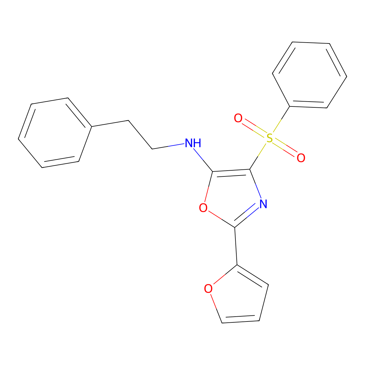 4-(benzenesulfonyl)-2-(furan-2-yl)-N-(2-phenylethyl)-1,3-oxazol-5-amine molecular structure, CAS 823829-40-9