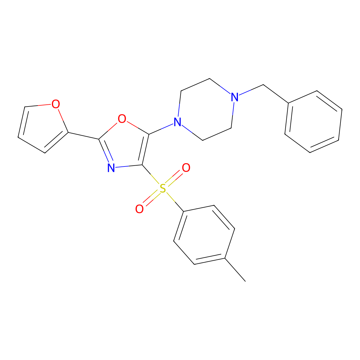 5-(4-Benzylpiperazin-1-yl)-2-(furan-2-yl)-4-tosyloxazole molecular structure, CAS 823829-64-7