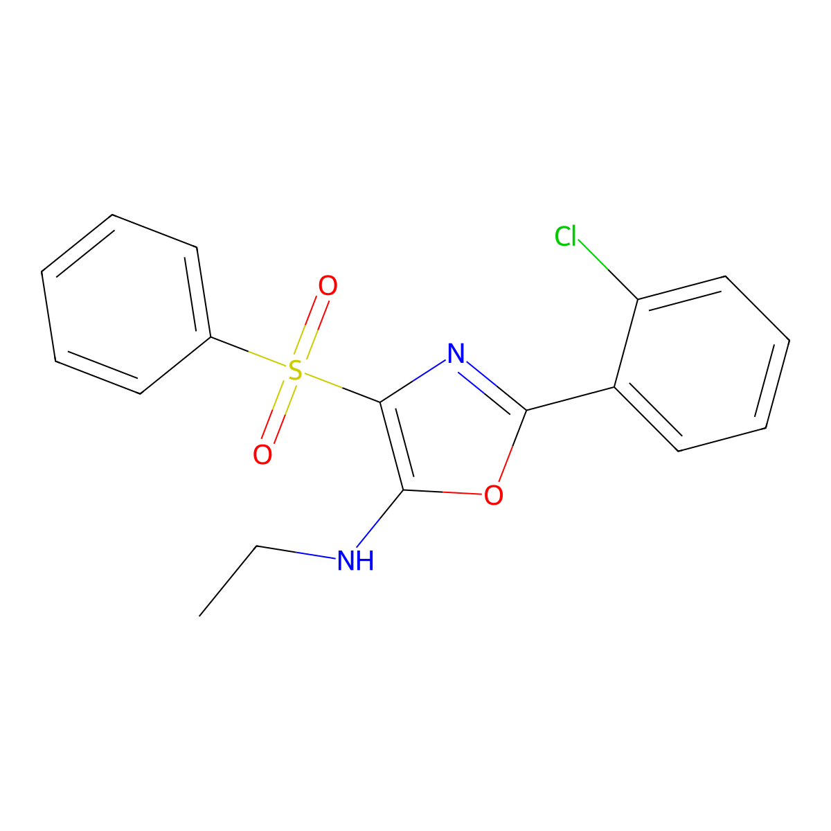 4-(benzenesulfonyl)-2-(2-chlorophenyl)-N-ethyl-1,3-oxazol-5-amine molecular structure, CAS 823829-69-2