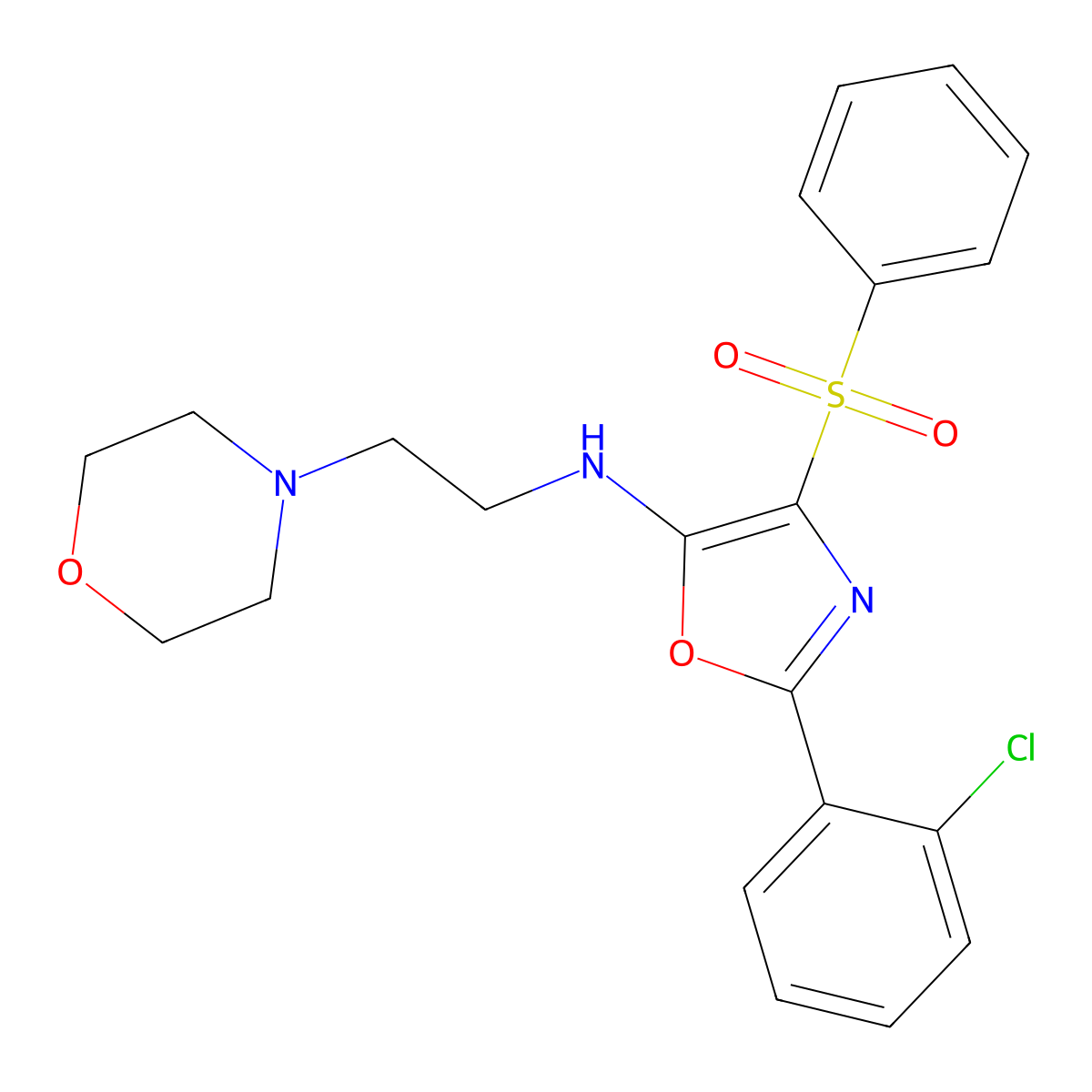 2-(2-chlorophenyl)-N-[2-(4-morpholinyl)ethyl]-4-(phenylsulfonyl)-1,3-oxazol-5-amine molecular structure, CAS 823829-70-5