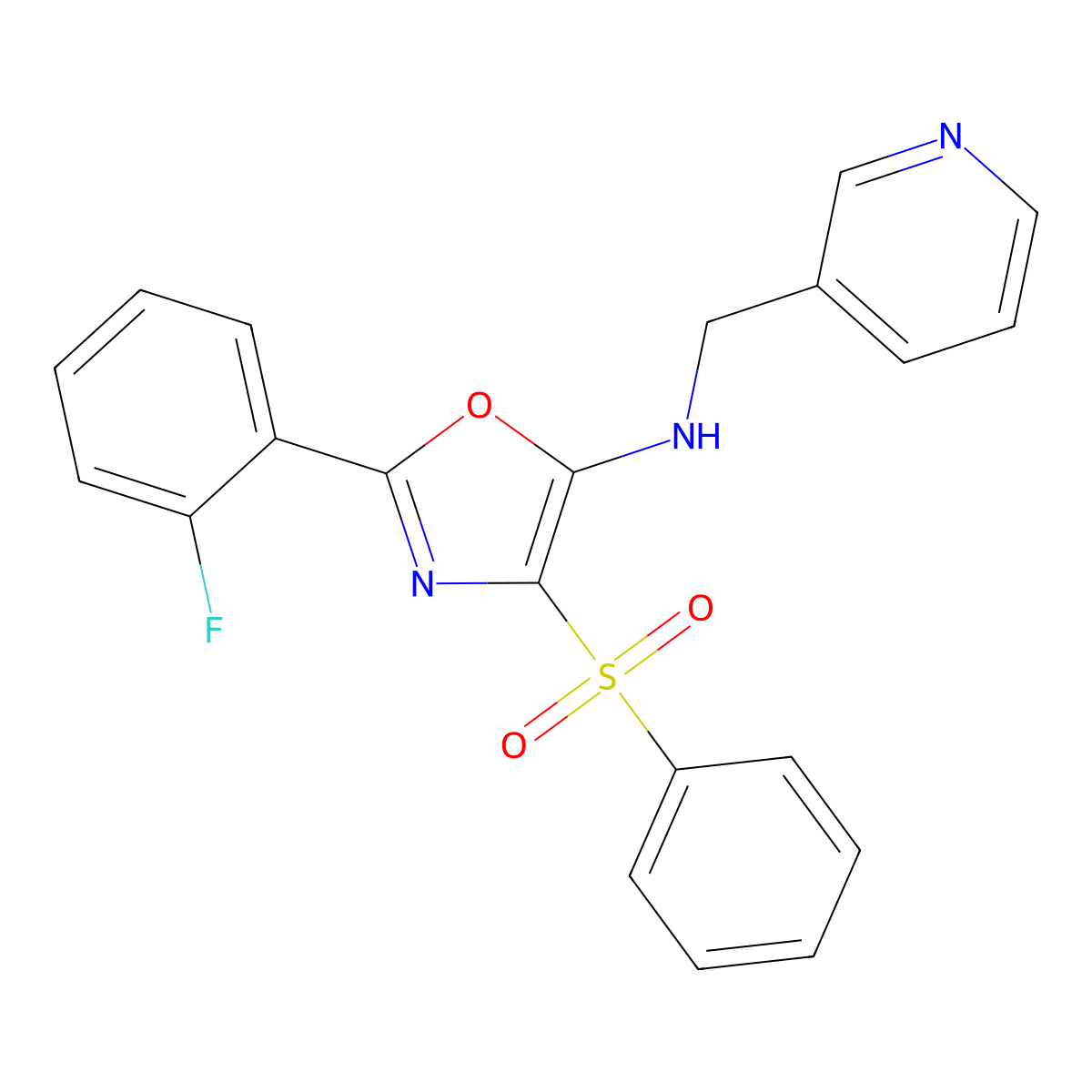 2-(2-fluorophenyl)-4-(phenylsulfonyl)-N-(3-pyridinylmethyl)-1,3-oxazol-5-amine molecular structure, CAS 823829-81-8