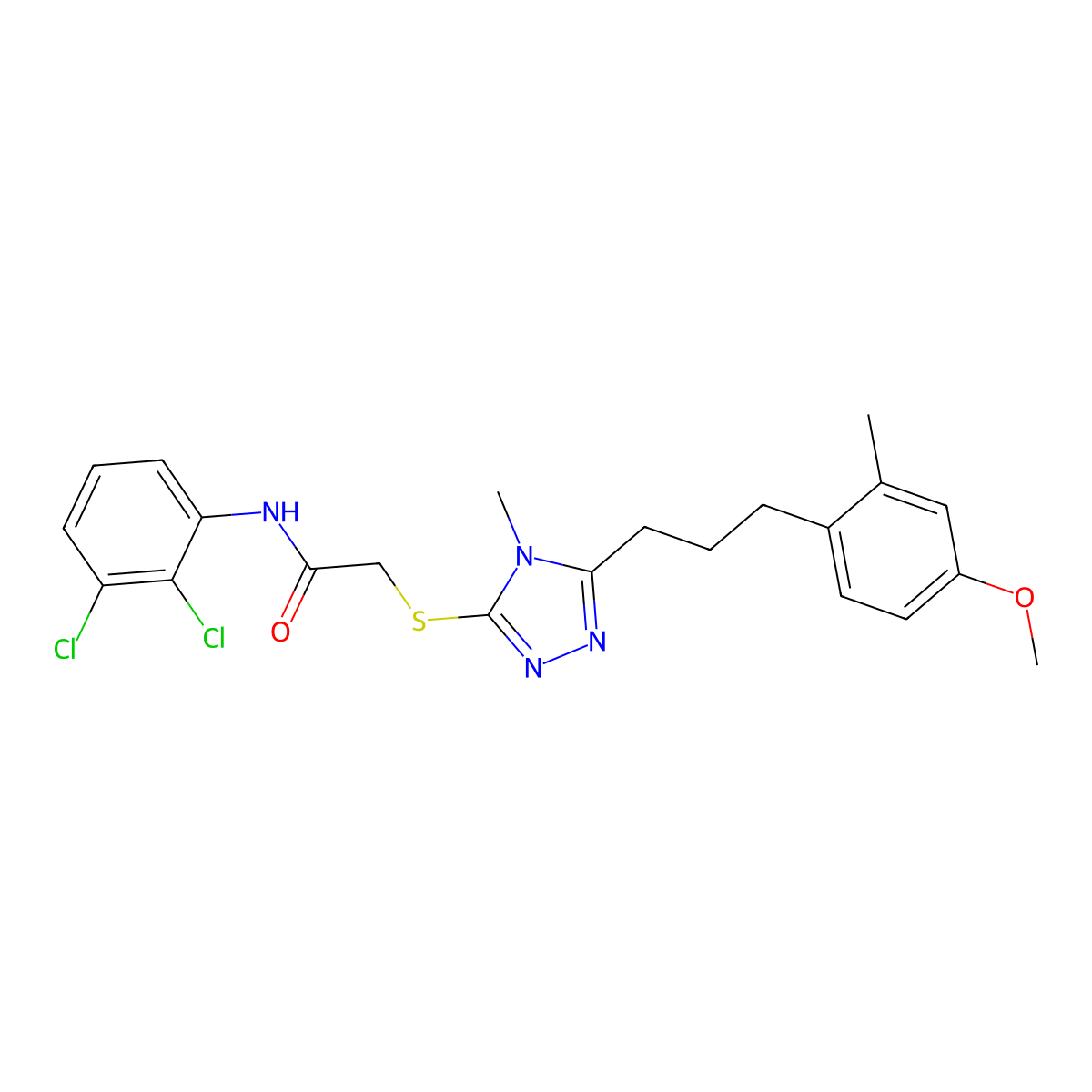 N-(2,3-dichlorophenyl)-2-[[5-[3-(4-methoxy-2-methylphenyl)propyl]-4-methyl-1,2,4-triazol-3-yl]sulfanyl]acetamide molecular structure, CAS 823830-56-4