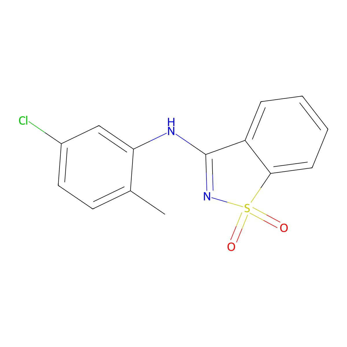 N-(5-chloro-2-methylphenyl)-1,1-dioxo-1,2-benzothiazol-3-amine molecular structure, CAS 823830-83-7