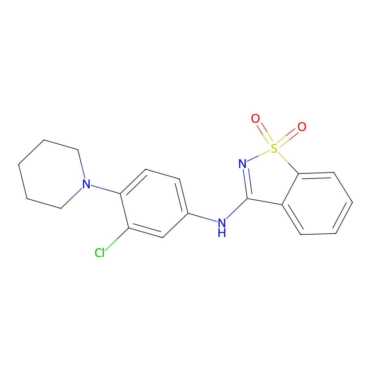 N-(3-chloro-4-piperidin-1-ylphenyl)-1,1-dioxo-1,2-benzothiazol-3-amine molecular structure, CAS 823830-84-8