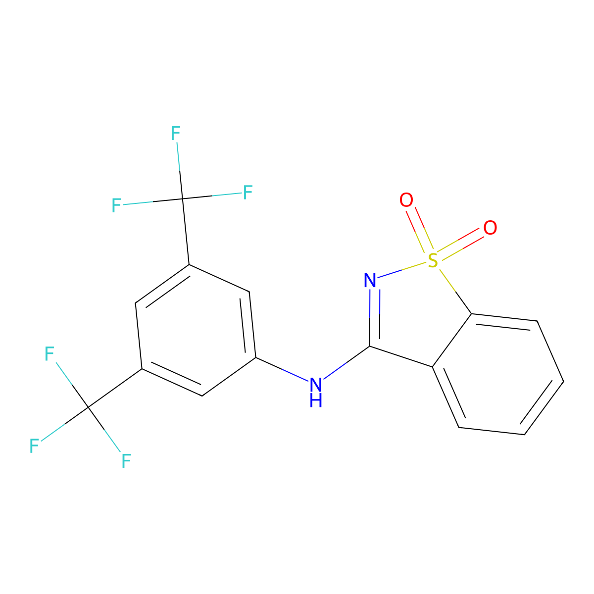 N-[3,5-bis(trifluoromethyl)phenyl]-1,2-benzothiazol-3-amine 1,1-dioxide molecular structure, CAS 823830-85-9