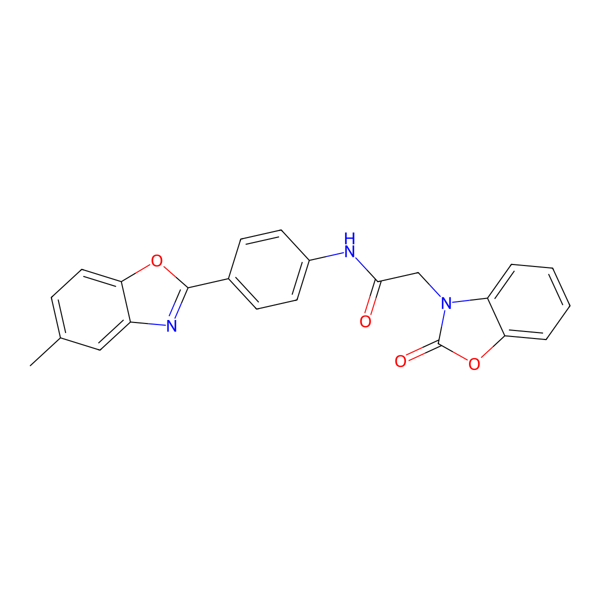N-[4-(5-methyl-1,3-benzoxazol-2-yl)phenyl]-2-(2-oxo-1,3-benzoxazol-3-yl)acetamide molecular structure, CAS 823830-89-3