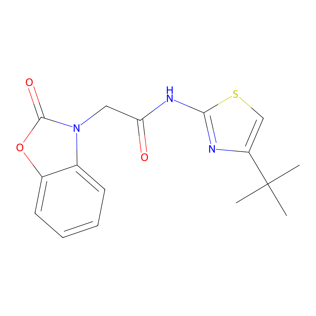 N-(4-tert-butyl-1,3-thiazol-2-yl)-2-(2-oxo-1,3-benzoxazol-3-yl)acetamide molecular structure, CAS 823830-91-7