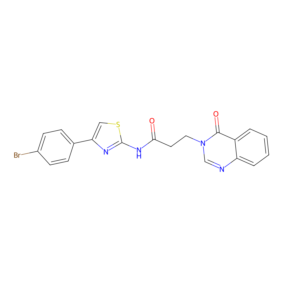 N-[4-(4-bromophenyl)-1,3-thiazol-2-yl]-3-(4-oxoquinazolin-3-yl)propanamide molecular structure, CAS 823831-00-1